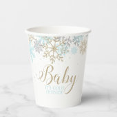 ブルーの雪の結晶のベビーシャワー "Baby It's Cold Outside" 紙コップ (正面)