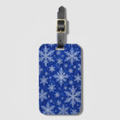ブルーの雪の結晶の冬の荷物タグ ラゲッジタグ (正面縦)
