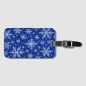 ブルーの雪の結晶の冬の荷物タグ ラゲッジタグ (正面横)