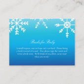 ブルーの雪の結晶の本 赤ちゃんのシャワーゲームのためのブック エンクロージャーカード (正面)