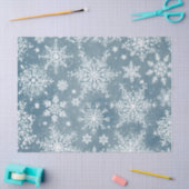ブルーの雪の結晶の水彩画の冬の休日 薄葉紙 (クラフト)