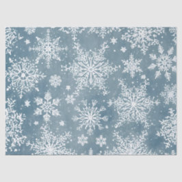 ブルーの雪の結晶の水彩画の冬の休日 薄葉紙