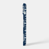 ブルーの雪の結晶パターン iPhone 15ケース (左側面)