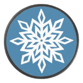 ブルーの雪の結晶 クラシックな冬 白い雪 アイスホッケーパック (正面)