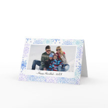ブルーの雪の結晶 ハヌカカード