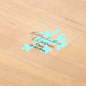 ブルーの雪の結晶 ホリデー キャンプ ハウス 場所 日付 アクリル招待状 (レイダウン)
