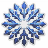 ブルーの雪の結晶 詳細デザイン シール (正面)