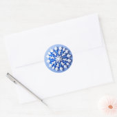 ブルーの雪の結晶 詳細デザイン ラウンドシール (封筒)