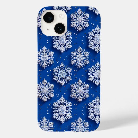 ブルーの雪の結晶 高級感のある冬のデザイン Case-Mate iPhoneケース (裏面)