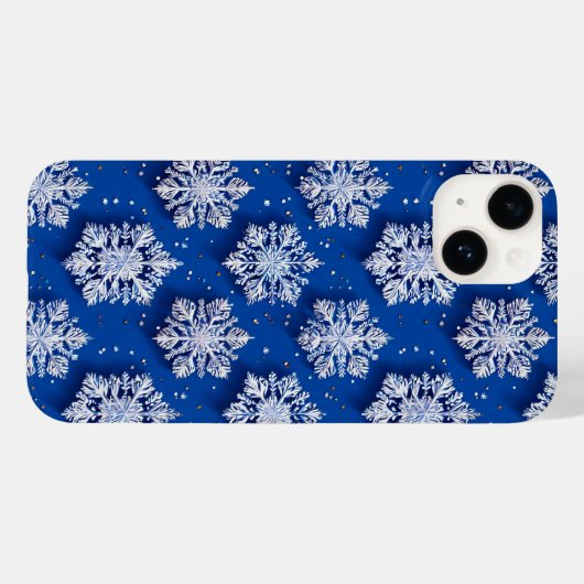 ブルーの雪の結晶 高級感のある冬のデザイン Case-Mate iPhoneケース (裏面 (横))