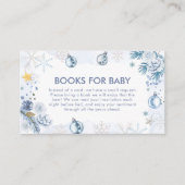 ブルーの雪の花の冬の本 赤ちゃんのシャワー エンクロージャーカード (正面)