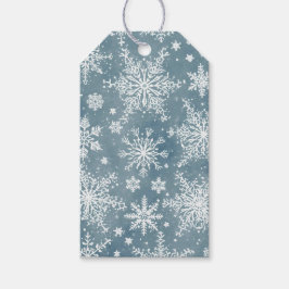 ブルーの雪の花 水彩画 冬の休日 ギフトタグ