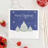 ブルーの雪景色のクリスマスツリー ペーパーナプキン (インサイチュ)