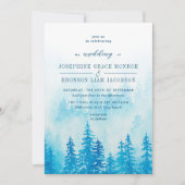 ブルーの霧の森の中の緑結婚たち 招待状 (正面)