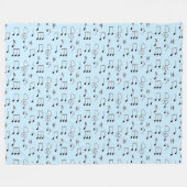 ブルーの音符 フリースブランケット (正面(横))