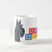ブルーの首輪をしたスコティッシュテリア コーヒーマグカップ (正面左)