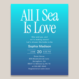 ブルーの「All I Sea Is Love」ブライダルシャワー チラシ