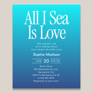 ブルーの「All I Sea Is Love」ブライダルシャワー チラシ