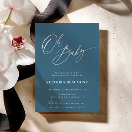 ブルーの「Oh Baby」ベビーシャワー招待状 招待状