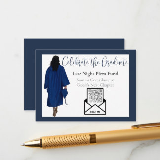 ブルーの「Pizza Fund Graduation QR Code Insert Card」 エンクロージャーカード