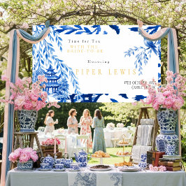 ブルーの「Time for Tea with the Bride -to-be」バナー 横断幕