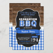 ブルーのBBQ卒業パーティー招待状 招待状 (正面/裏面)