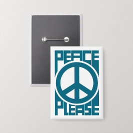 ブルーのPeace Pleaseレタリング 缶バッジ