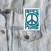 ブルーのPeace Pleaseレタリング 缶バッジ (インサイチュ)