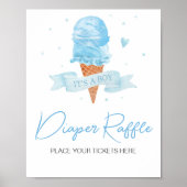 ブルーはこちらスクープ赤ちゃんシャワーおむつラッフル ポスター (正面)
