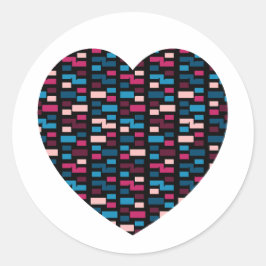 ブルーはっきりしたとピンクシティスタイルパターンハート ラウンドシール