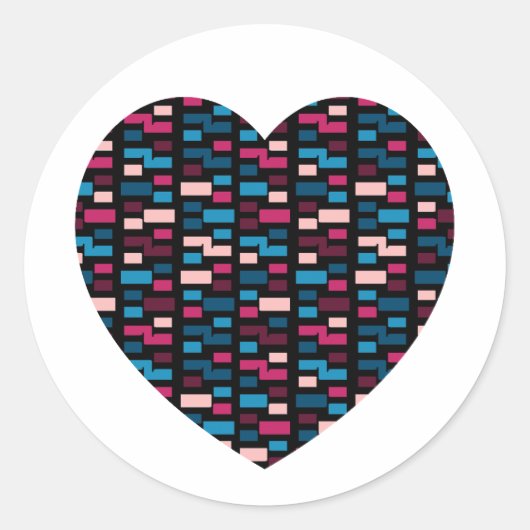 ブルーはっきりしたとピンクシティスタイルパターンハート ラウンドシール (正面)