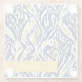 ブルーはっきりしたイエロー抽象芸術クラスイカットモノグラム ガラスコースター (裏面)