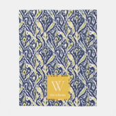 ブルーはっきりしたイエロー抽象芸術クラスイカットモノグラム フリースブランケット (正面)