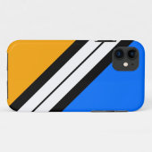 ブルーはっきりしたイエロー白黒スラントレーシングストライプ Case-Mate iPhoneケース (裏面(横))