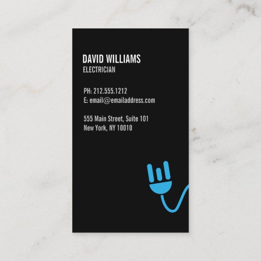 ブルーはっきりしたエレクトリシャンモダンロゴ 名刺 (裏面)