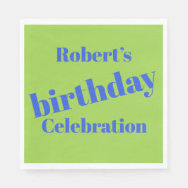 ブルーはっきりしたオンライムグリーンバースデーパーティー スタンダードランチョンナプキン