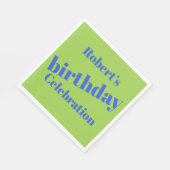 ブルーはっきりしたオンライムグリーンバースデーパーティー スタンダードランチョンナプキン (角)