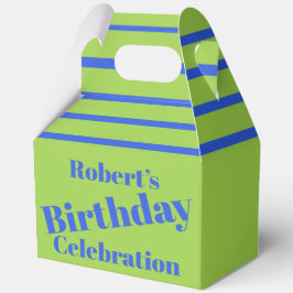 ブルーはっきりしたオンライムグリーンバースデーパーティー フェイバーボックス