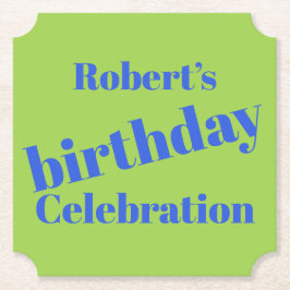ブルーはっきりしたオンライムグリーンバースデーパーティー ペーパーコースター