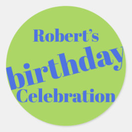 ブルーはっきりしたオンライムグリーンバースデーパーティー ラウンドシール