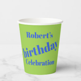 ブルーはっきりしたオンライムグリーンバースデーパーティー 紙コップ