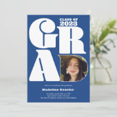 ブルーはっきりしたオーバーサイズのGrad 4写真2023卒業 招待状 (スタンド正面)