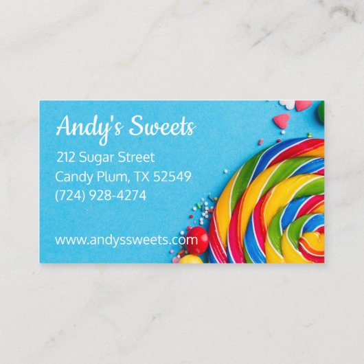 ブルーはっきりしたスカラフルイーツキャンディ 名刺 (裏面)