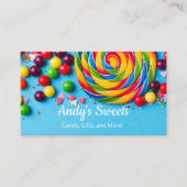 ブルーはっきりしたスカラフルイーツキャンディ 名刺 (正面)