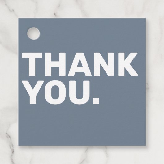 ブルーはっきりしたズ結婚サンキューメッセージカード フェイバータグ (正面)