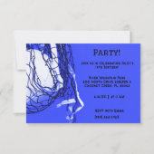 ブルーはっきりしたバレーボール誕生日 招待状 (正面)