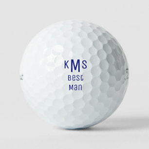 ブルーはっきりしたフォント花婿介添人モノグラムタイトリストPro V1 ゴルフボール
