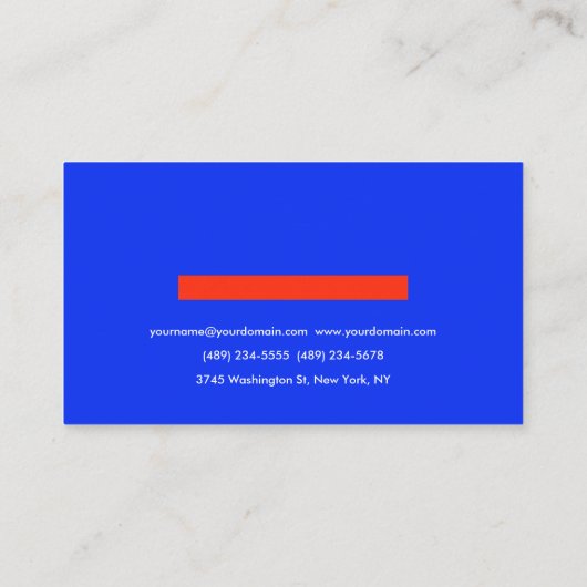 ブルーはっきりしたホワイトオレンジユニークミニマモダンリスト 名刺 (裏面)
