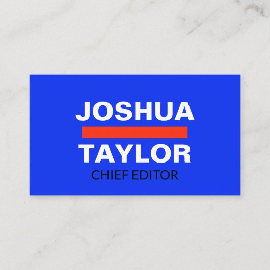 ブルーはっきりしたホワイトオレンジユニークミニマモダンリスト 名刺 (正面)