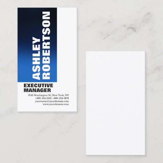 ブルーはっきりしたホワイトプロフェッショナルミニマモダンリスト 名刺 (正面/裏面)